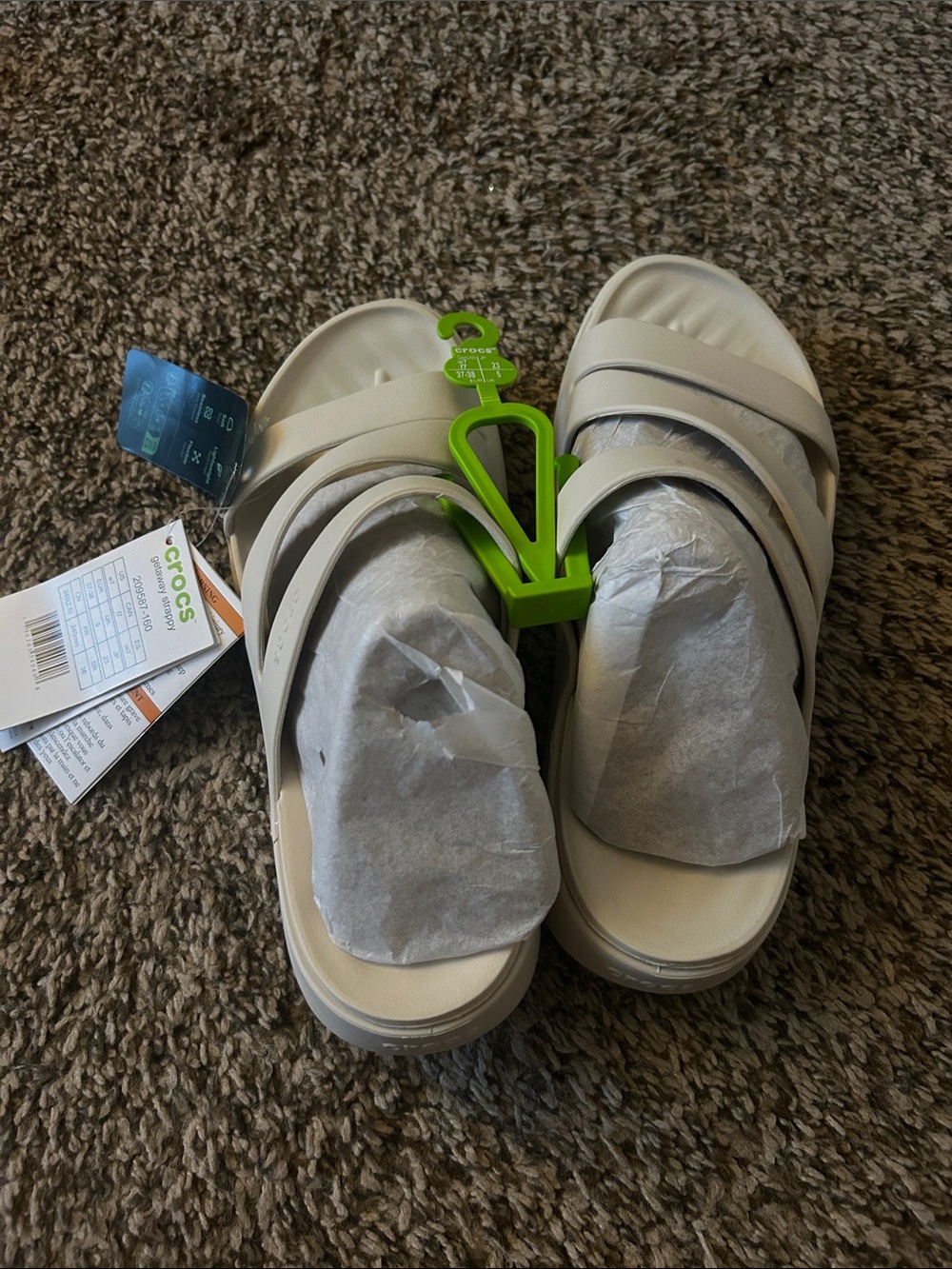 CROCS Kids' Light Beige Strappy Slide Sandals